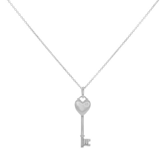 Tiffany Sterling Silver Mini Diamond Heart Key - Picture 3 of 3